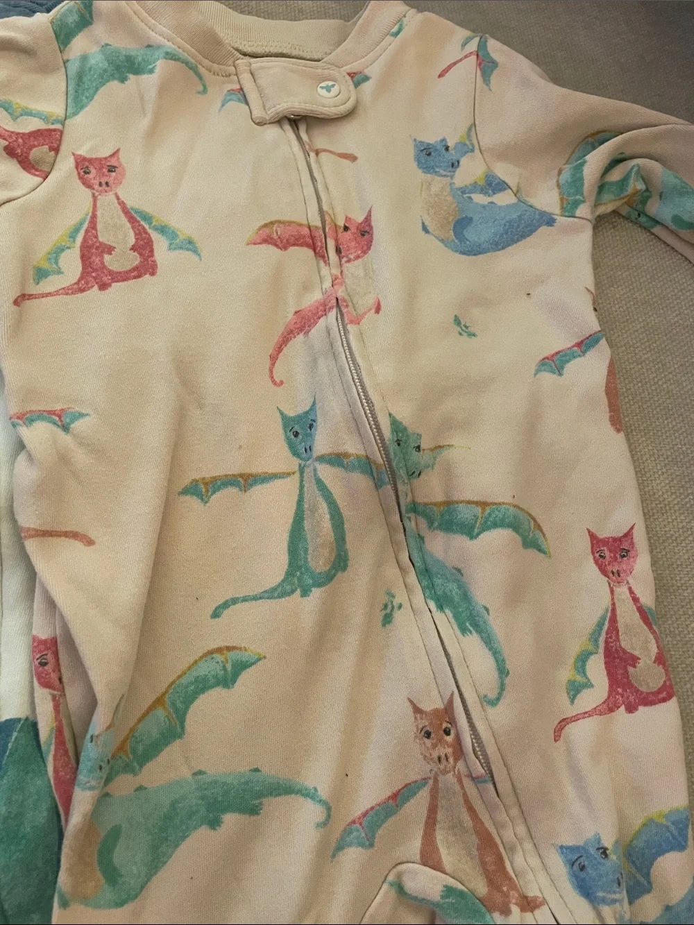 Set of 3 Burt's Bees Pastel Animal & Hot Air Balloon Footed One-Pieces